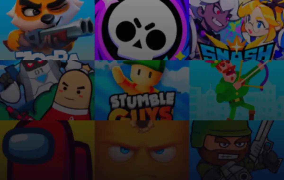 Mosaico colorido com a arte dos jogos multijogador em destaque na UnderPlay